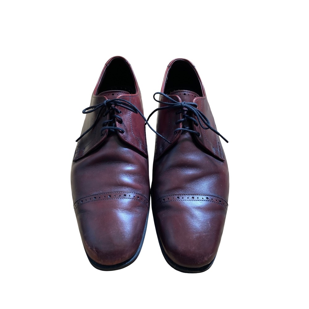 Allen Edmonds Back Bay Burgundy Leather Cap Toe Derby Shoes Mens 12 D 70503